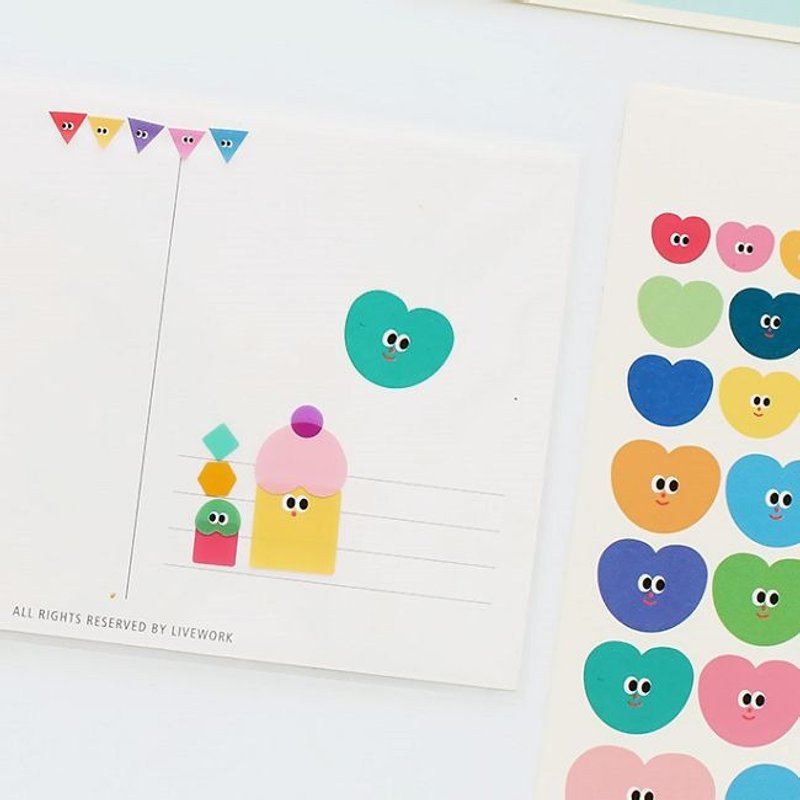 Livework-Somsom几何贴纸组-心形,LWK37460 - 贴纸 - 纸 多色