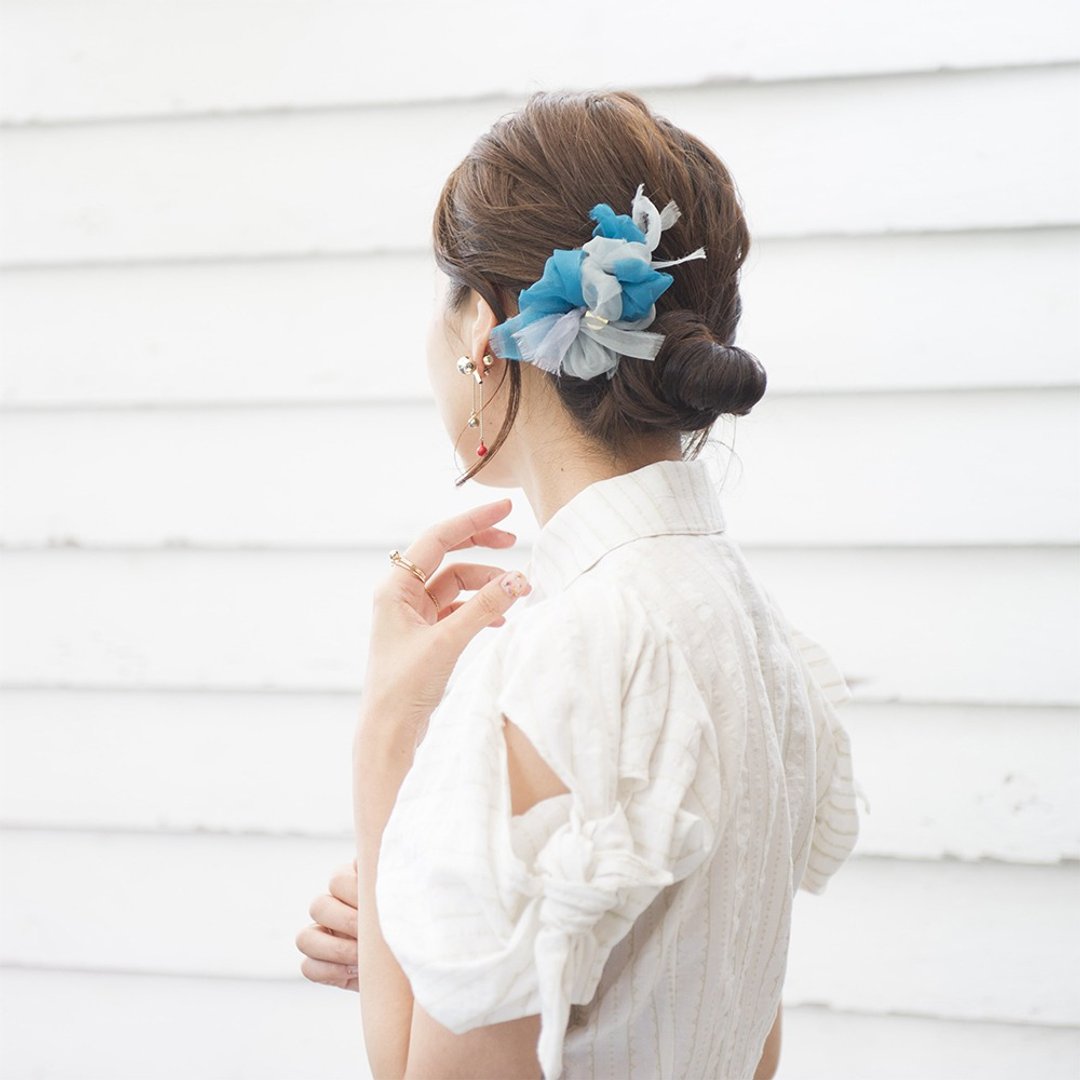 mini || Smoky || Colorful blooming barrette / hair clip - 发饰 - 聚酯纤维 蓝色
