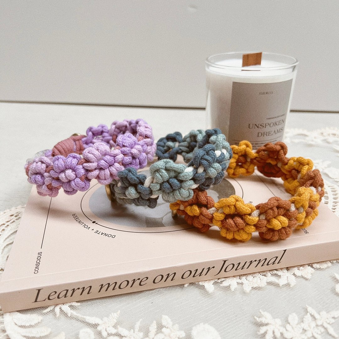 【Hola Macrame】 花花宠物项圈 - 项圈/牵绳 - 棉．麻 
