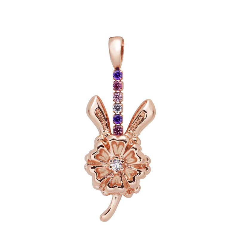 纯银八心八箭锆石项链 - 梦幻花心兔(坠饰+纯银项链) - 项链 - 其他金属 金色