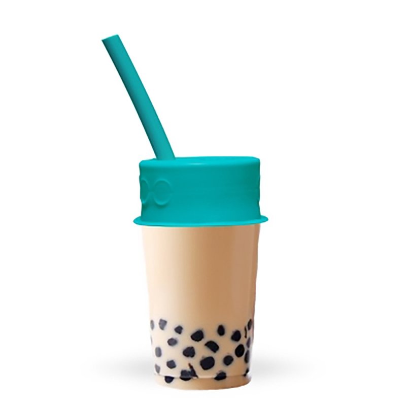 加拿大LUUMI Bubble Tea Lid 珍珠奶茶密封盖(含吸管) 蓝 - 环保吸管 - 硅胶 蓝色
