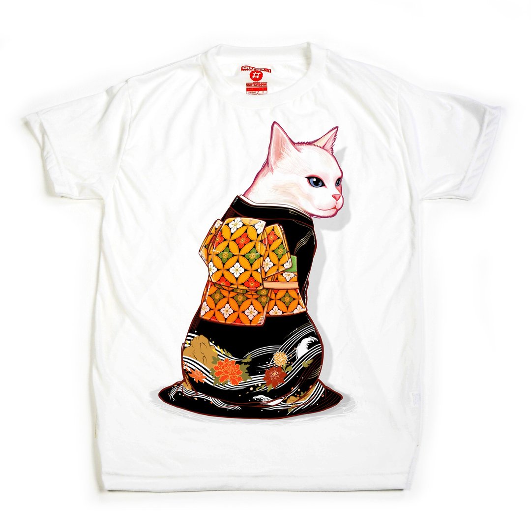 Kimino beautiful cat Chapter One T-shirt - 男装上衣/T 恤 - 棉 白色