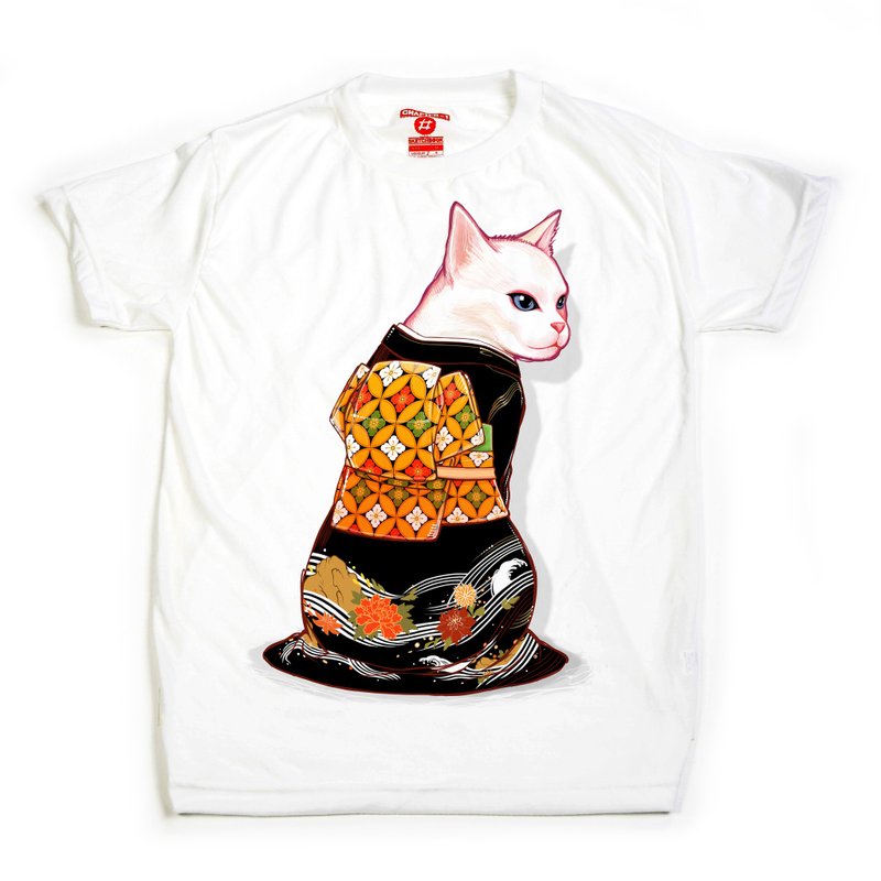 Kimino beautiful cat Chapter One T-shirt - 男装上衣/T 恤 - 棉．麻 白色
