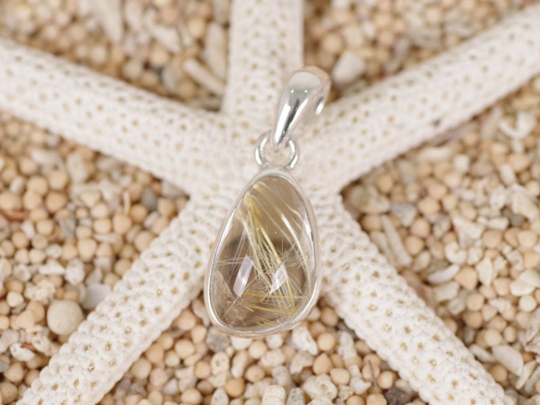 Golden Power Rutil Quartz Pendant Top - 项链 - 石头 金色