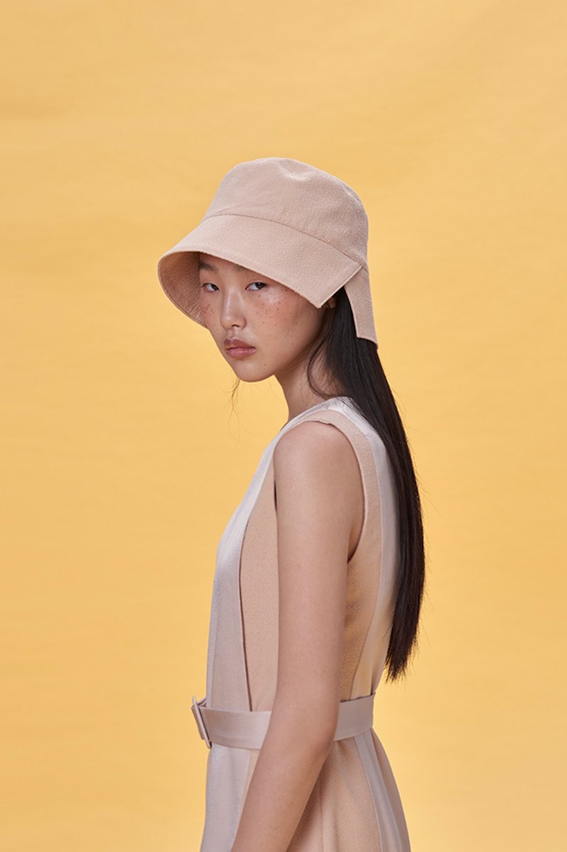 粉橘开衩渔夫帽 - 帽子 - 棉．麻 粉红色