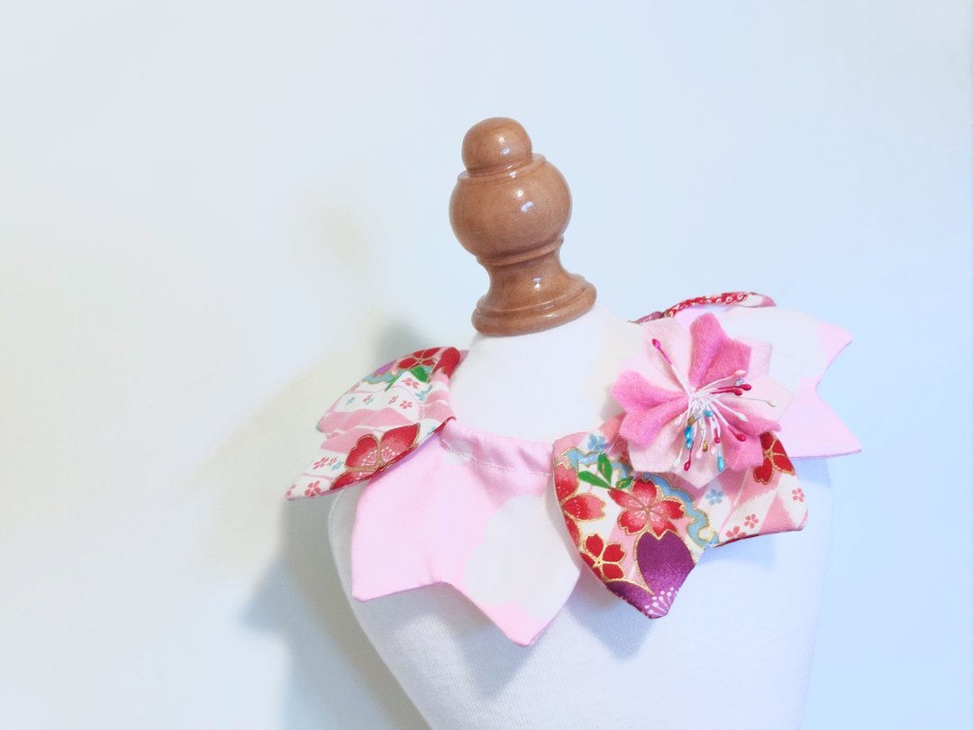 Sakura 樱花花瓣造型颈饰 颈项 collar - 衣/帽 - 棉 粉红色