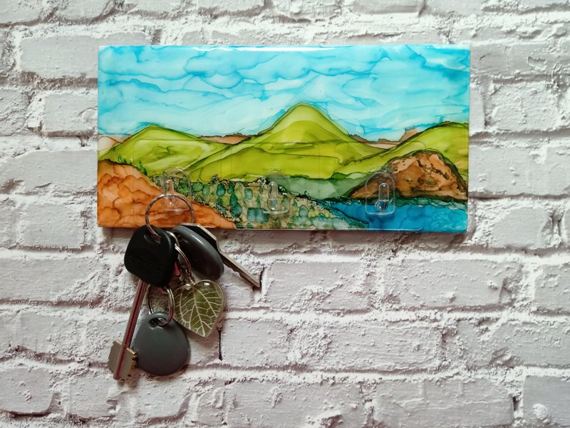 手绘钥匙架 吊挂墙壁挂勾架 钥匙架 免打孔 - 收纳用品 - 瓷 多色