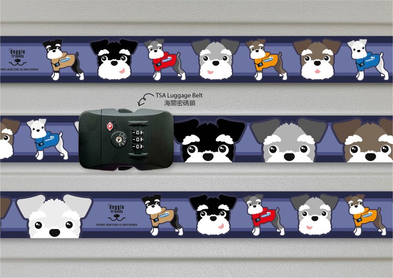 TSA海关密码锁行李带雪纳莎犬图案 - 行李吊牌 - 其他材质 
