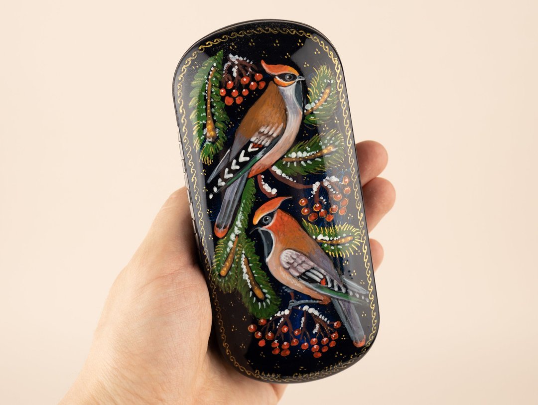Eyeglass Case personalized, Sunglass case, Glasses case with birds, Lacquer box - 眼镜/眼镜框 - 其他材质 