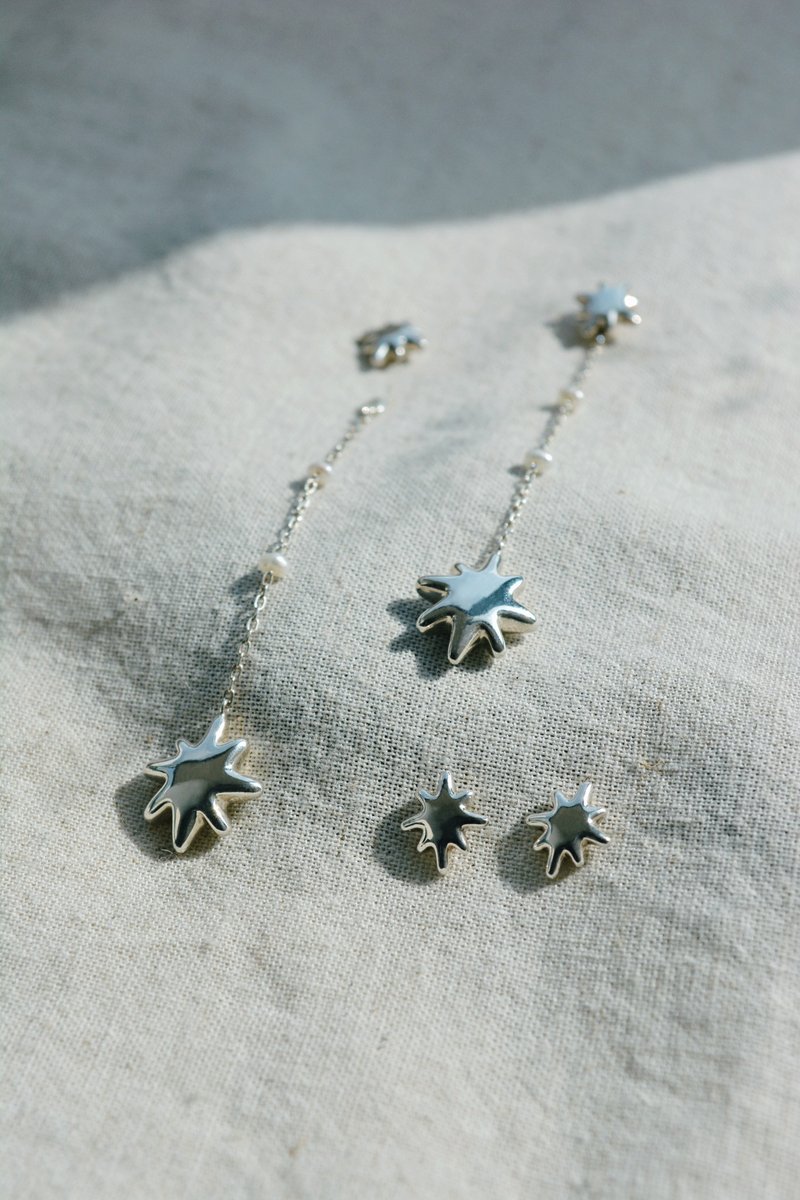 HUG —耳环 - 耳环/耳夹 - 纯银 银色