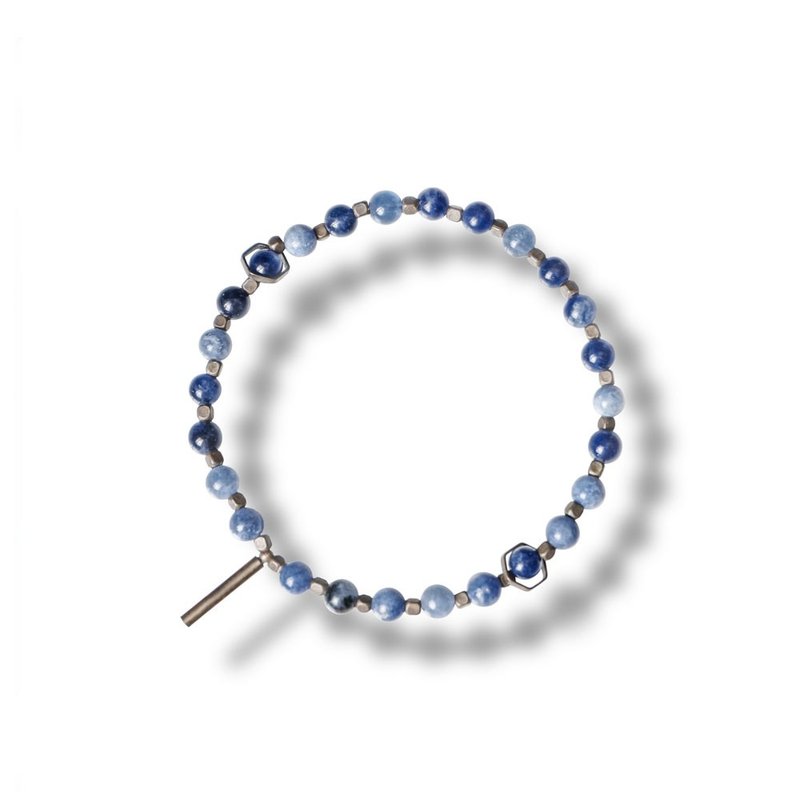 Op.38 复古天然石手链 古法手工做舊 索德萊石 - 手链/手环 - 半宝石 蓝色