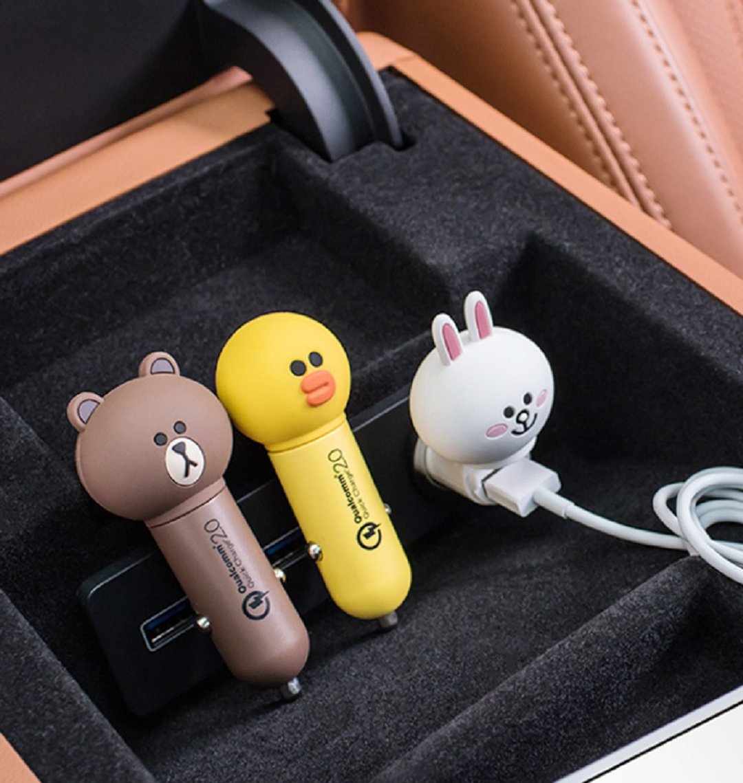 KHVATEC - LINE FRIENDS BROWN 熊大 QC2.0 车用快速充电器 - 数码小物 - 其他材质 咖啡色