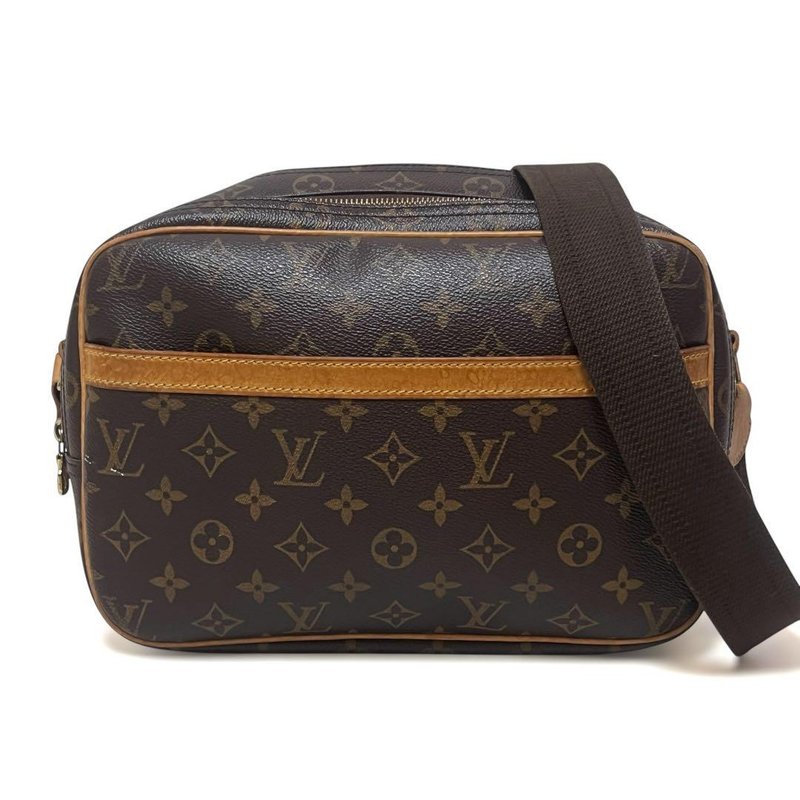 正品 Louis Vuitton 路易威登 Reporter PM 侧肩包 Monogram PVC 皮革 M45254 二手 - 侧背包/斜挎包 - 其他材质 咖啡色