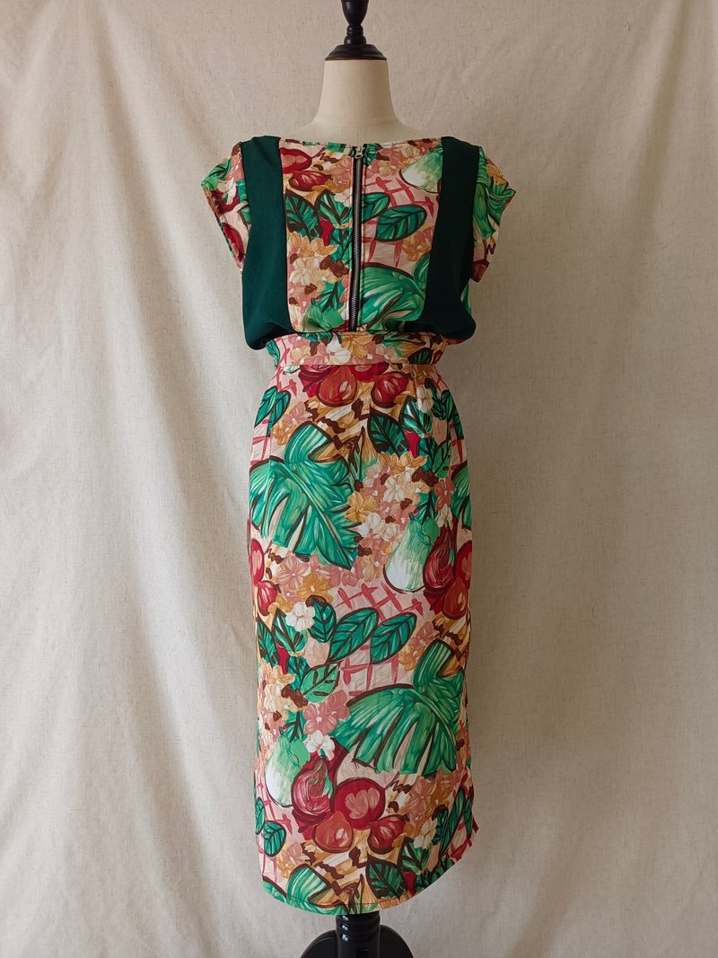 Designer collection 油画艺术印花一字领上衣服高腰长裙套装 - 其他 - 聚酯纤维 多色