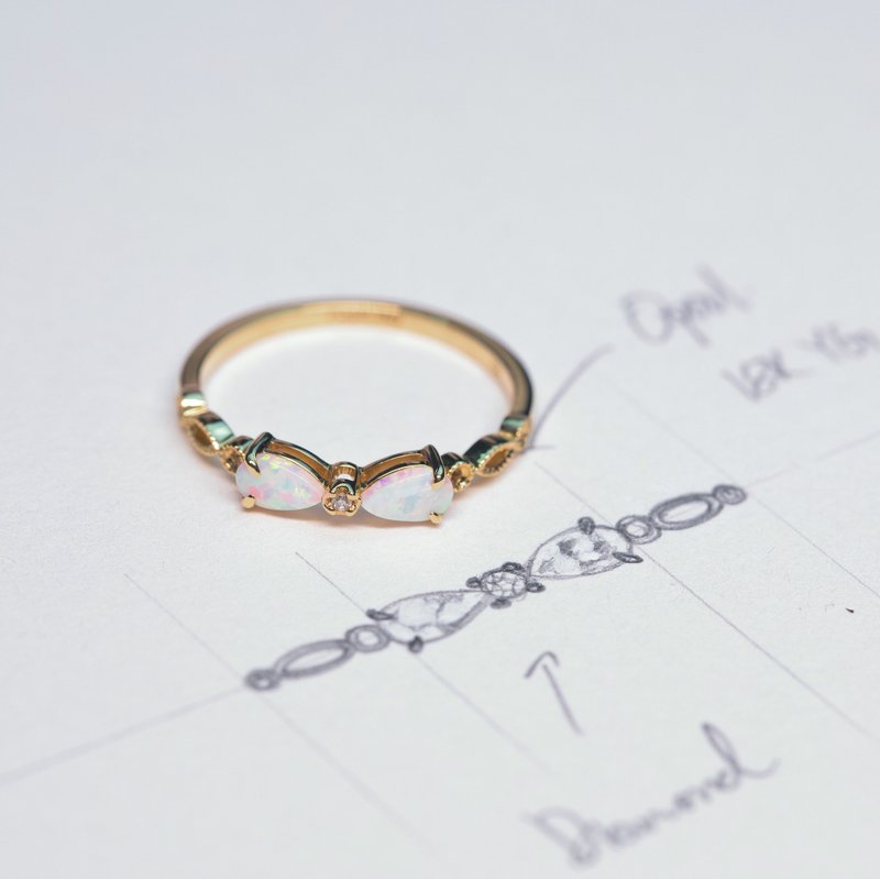 【PurpleMay Jewellery】纯18K金澳宝蛋白石戒指 婚戒 订制 R043 - 戒指 - 宝石 透明