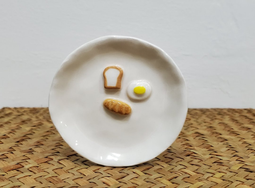 一定要吃早餐小碟子.饰品盘 - 浅碟/小碟子 - 陶 多色