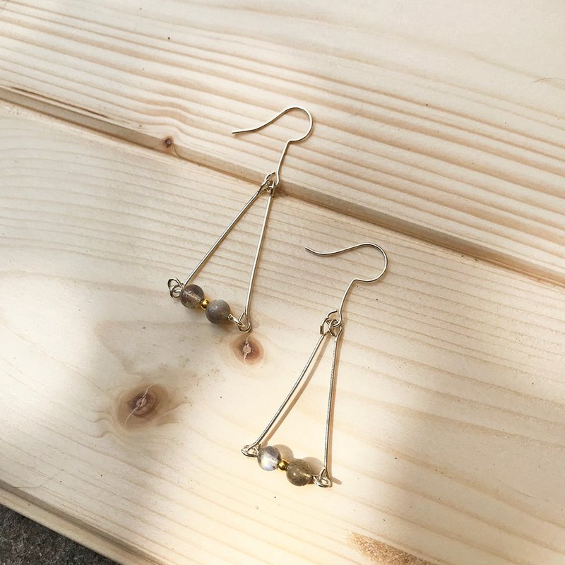 上杉采花定制礼品/高气质款天然拉长石坠饰 - 耳环/耳夹 - 宝石 绿色