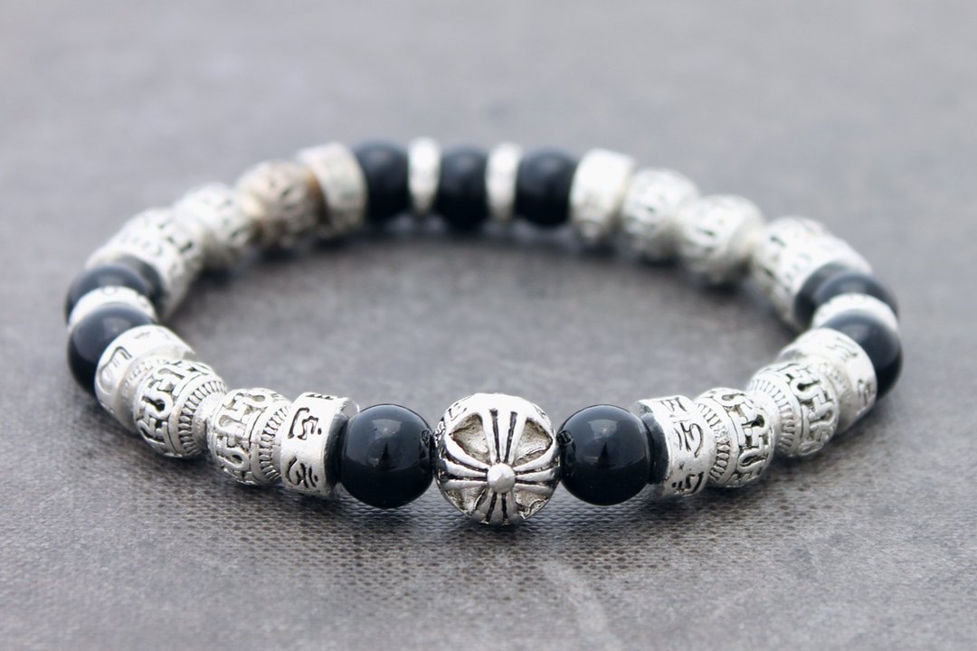 Lucky Charm Bracelets Unisex Stone Tibetan Ethnic - 手链/手环 - 其他金属 黑色