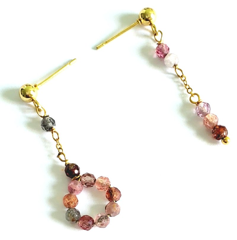 天然彩色尖晶石吊款耳环 - 耳环/耳夹 - 宝石 