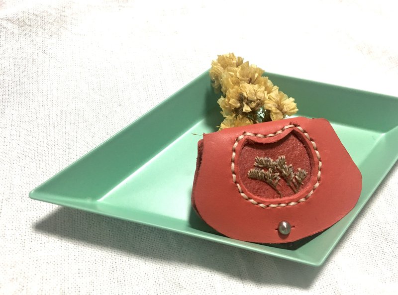 干花皮革绕线器 (橘红) - 其他 - 真皮 