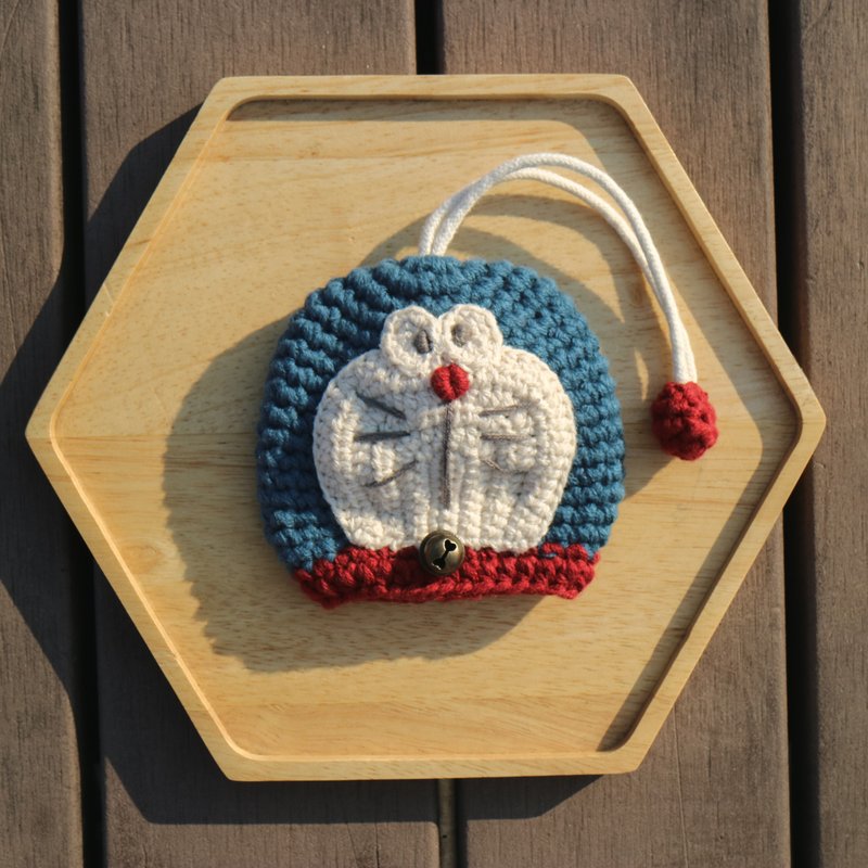 手织小叮当锁匙包 - 多啦A梦 | 编织吊饰 | 挂饰 | 手工礼物 - 钥匙链/钥匙包 - 棉．麻 