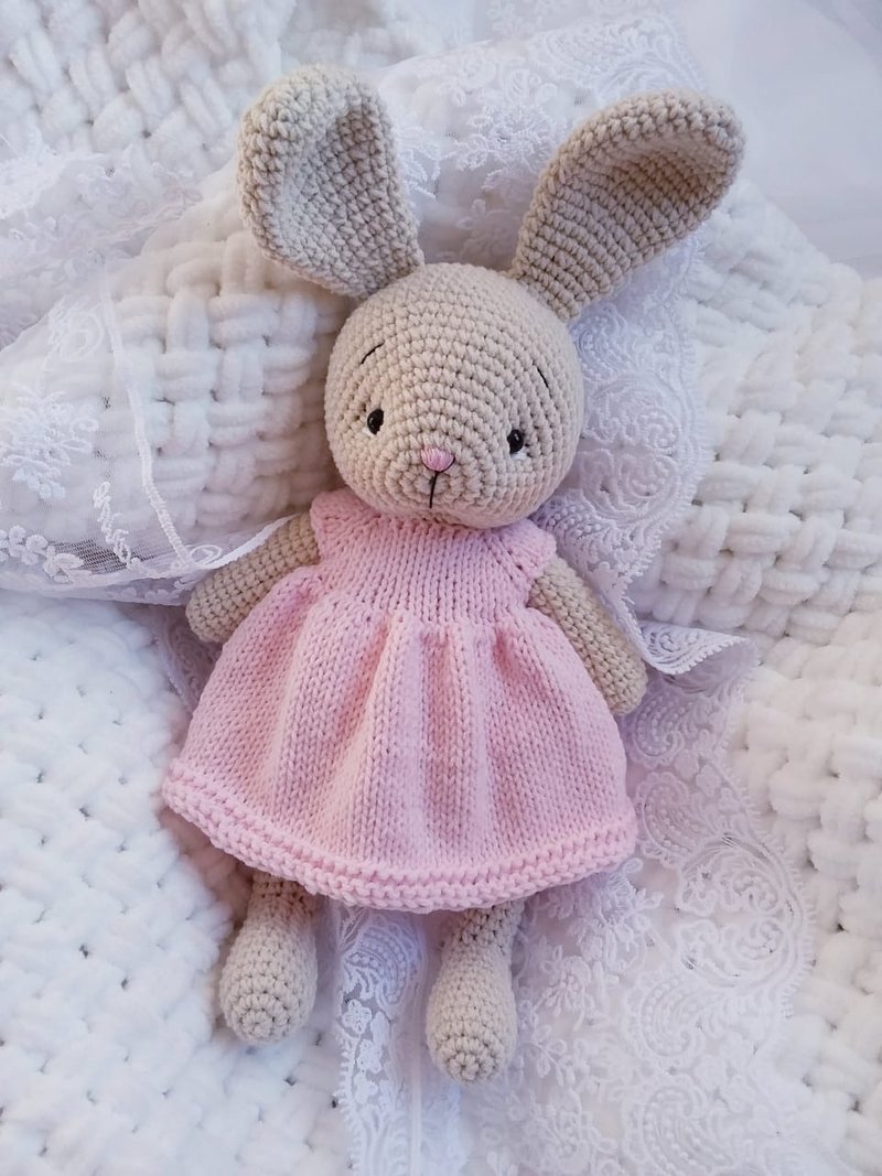 Crochet Bunny Toy Knitted Bunny Rabbit Baby Shower - 玩具/玩偶 - 绣线 粉红色