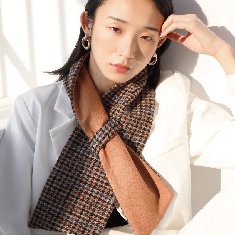 Julychagall 哈里斯粗花呢Harris Tweed羊毛围巾围脖复古格子 - 围巾/披肩 - 羊毛 