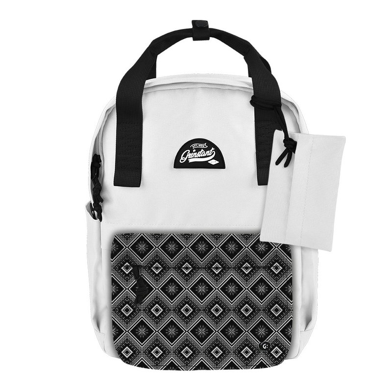 Grinstant混搭可拆组式13寸后背包 - 黑白系列 (白色配民族风) - 后背包/双肩包 - 聚酯纤维 白色