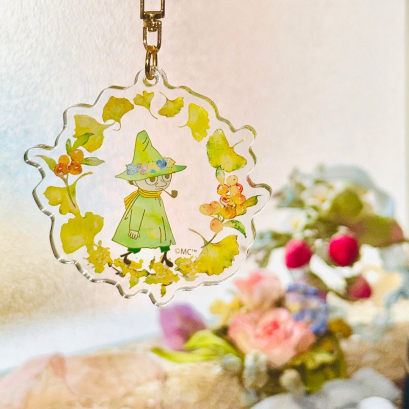 【Pinkoi x Moomin】姆明谷的漂亮水彩花卉 可爱匙扣 - 钥匙链/钥匙包 - 塑料 多色