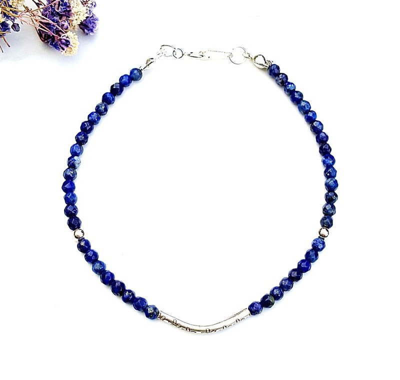 12星座守护石-射手座 Sagittarius 青金石纯银手链 定制化 七夕 - 手链/手环 - 半宝石 蓝色