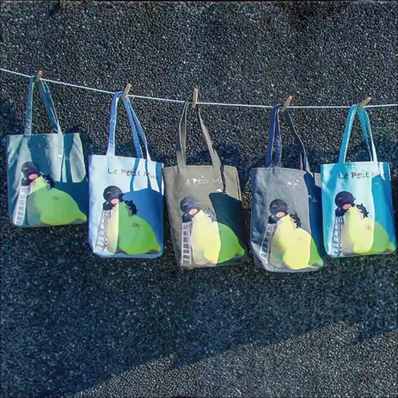 手作直袋手提袋 插画家托特包 文件收纳袋 小米爬梯子款 8选1 - 手提包/手提袋 - 棉．麻 多色