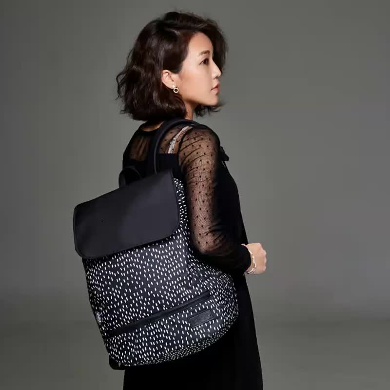 【轻量防水后背包】时尚都会包 | 嗒嗒雨点 (妈妈包 后背包) - 后背包/双肩包 - 防水材质 黑色