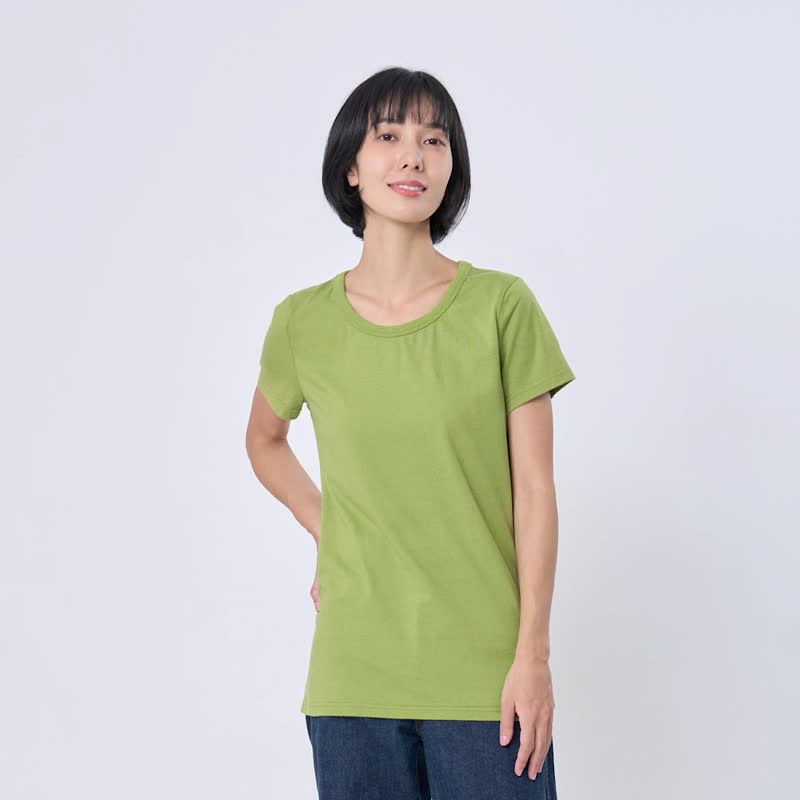 企鹅 短袖 蜜桃棉 女T 纯白 - 女装 T 恤 - 棉．麻 绿色