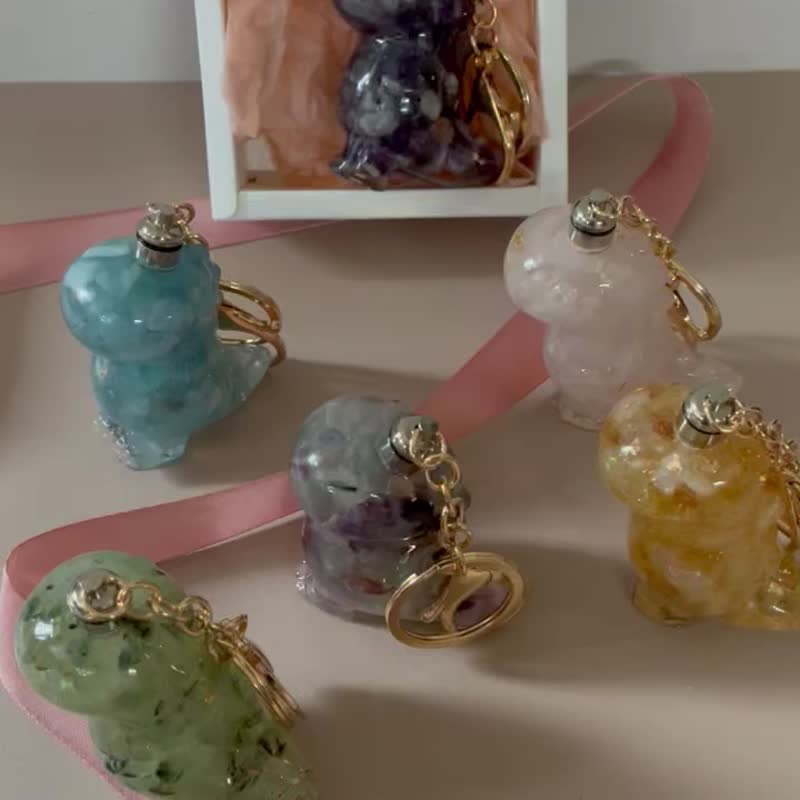 【手工制作】-天然能量水晶/LED发光恐龙钥匙圈 - 钥匙链/钥匙包 - 水晶 