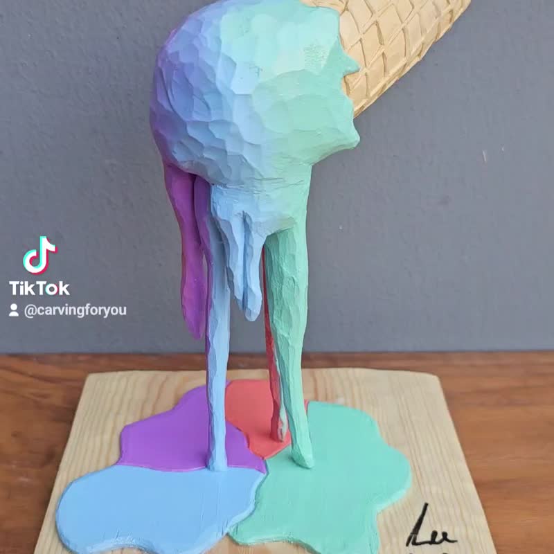 粉彩冰淇淋（木雕） - 摆饰 - 木头 