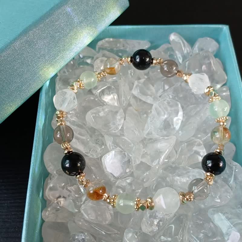 黑曜石 - 茶晶 - 黄水晶 - 白水晶 - 防小人 - 提升工作运 - 水晶手链 - 手链/手环 - 水晶 多色