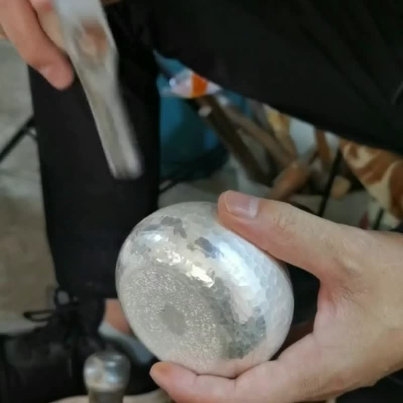 手工纯银双耳锤目壶  一张口打出 - 茶具/茶杯 - 纯银 银色