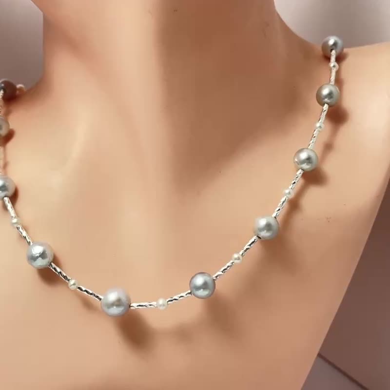 满天星 天然海水珍珠 akoya 真多麻 华丽 项链 - 项链 - 珍珠 透明