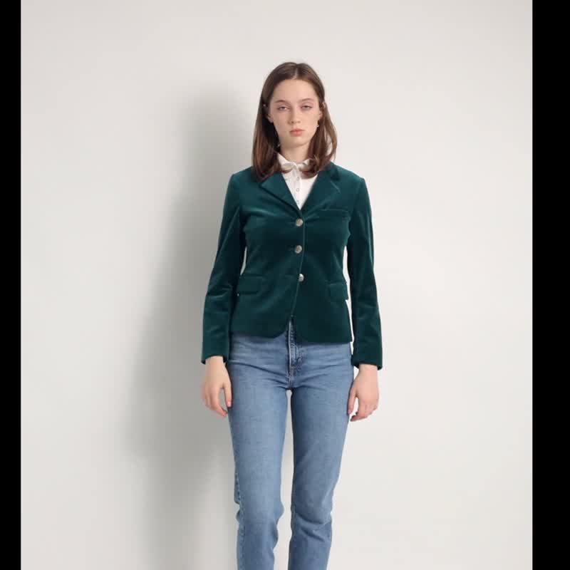 丝绒 蓝色 ETRO Milano 西装外套 短版夹克 意大利尺寸 40 适合 XS 5937 - 女装西装外套/风衣 - 其他材质 蓝色