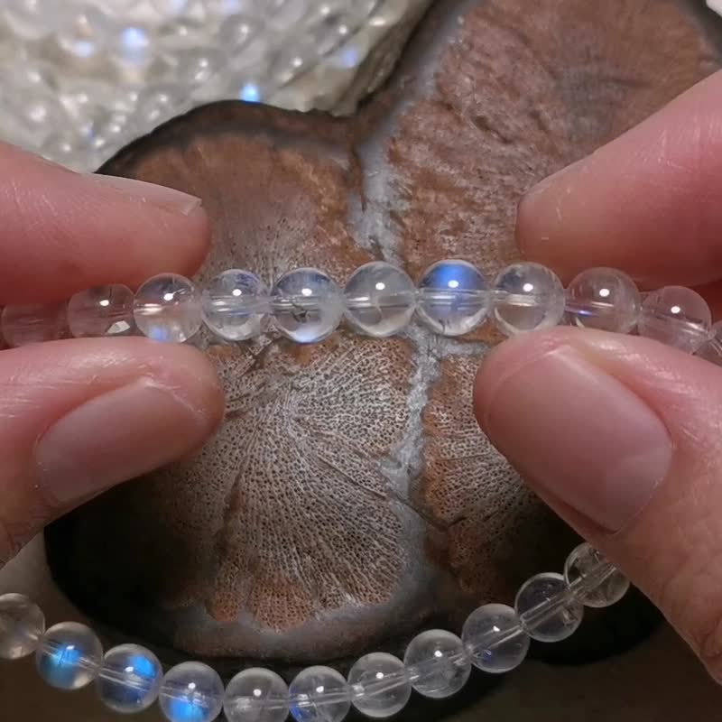 5.8mm玻璃体/印度蓝月光石-手珠/手串/手链/纯银手工珠 - 手链/手环 - 半宝石 多色