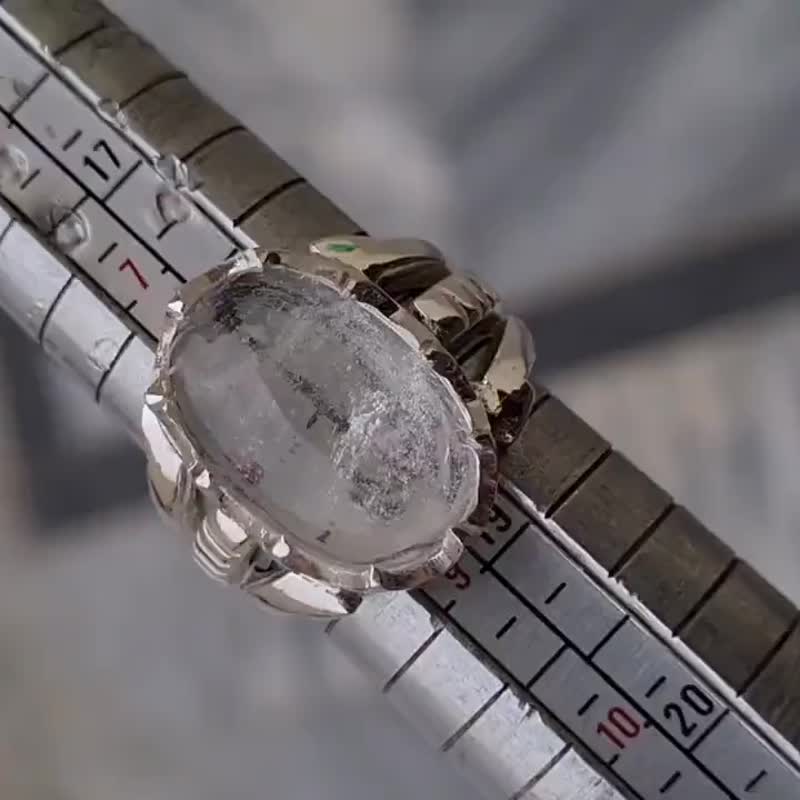 Unisex 石英戒指 天然 Dur Najaf 石 纳杰菲石英饰品 925 纯银 - 戒指 - 宝石 白色
