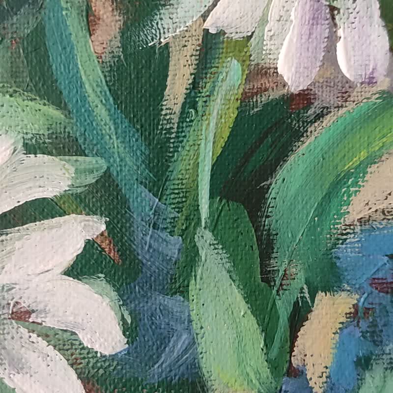 洋甘菊油画原创油画花卉艺术雏菊油画洋甘菊艺术 - 海报/装饰画/版画 - 环保材料 蓝色