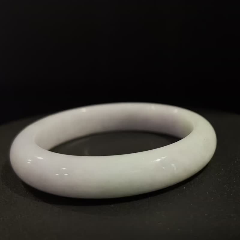 彩霞 | 天然春彩翡翠手镯 手围17.5 - 手链/手环 - 玉石 白色