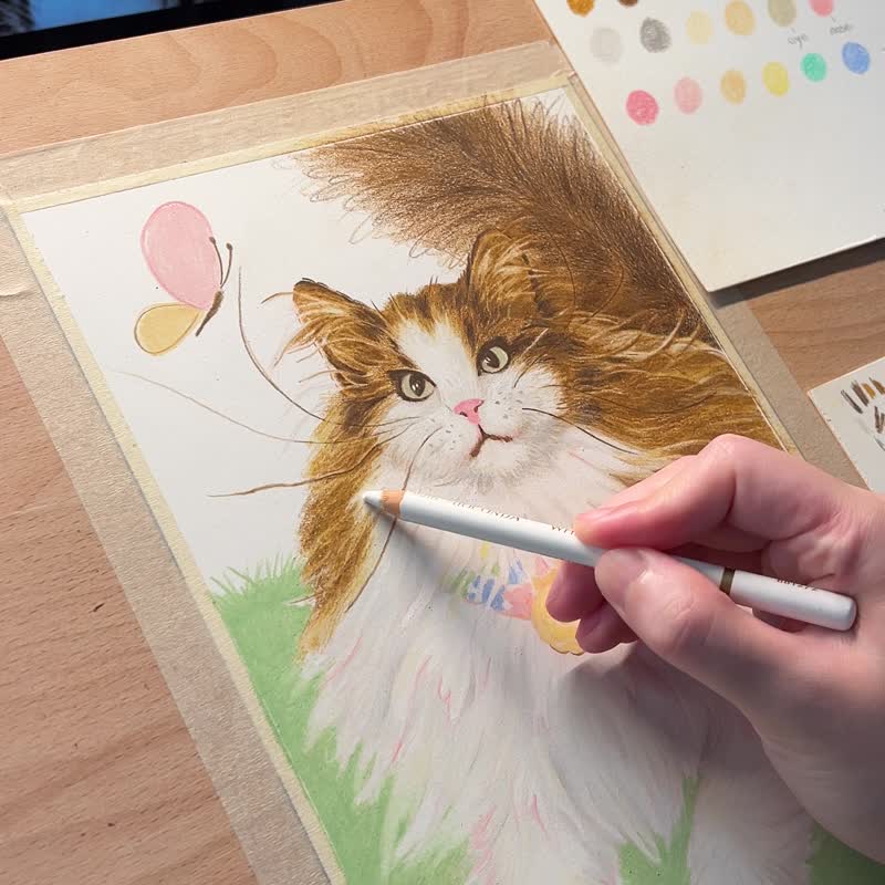 定制宠物似颜绘 | 宠物插画 | 纯宠物手绘插画 | 完整背景 - 订制画像 - 纸 
