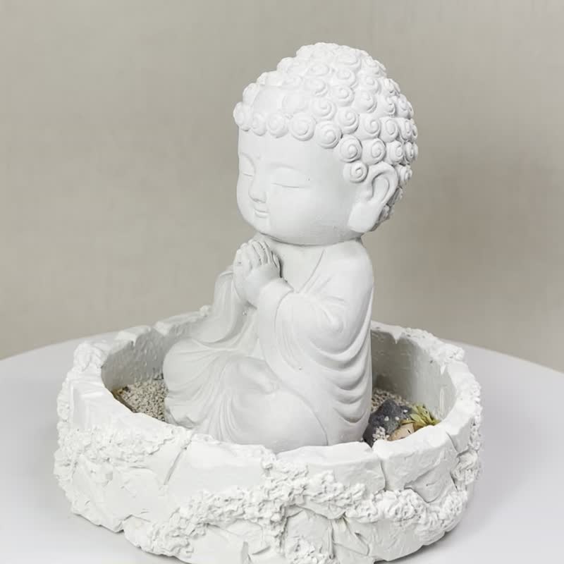 神明公仔 净念吉祥小佛之顺德 中盘套组 水泥 佛 宗教 - 香薰/精油/线香 - 水泥 灰色