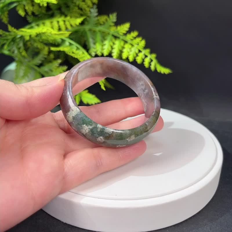 冰润水草玛瑙手镯52MM 绿紫双色星光飘花苔藓玉髓手环 乐观向上 - 手链/手环 - 半宝石 