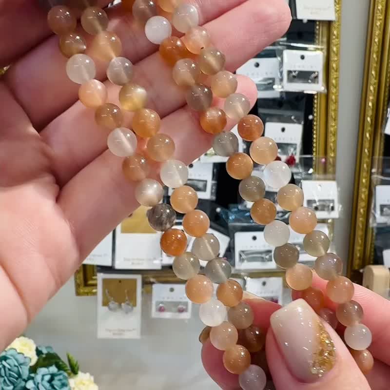 夏日芬达多宝彩月光水晶6.5mm三圈平静心灵增加自信情绪安稳 - 手链/手环 - 水晶 多色