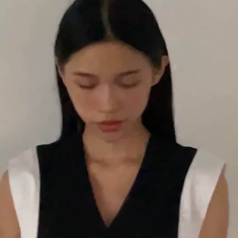 复古黑白拼接连身裤装 - 背带裤/连体裤 - 棉．麻 黑色