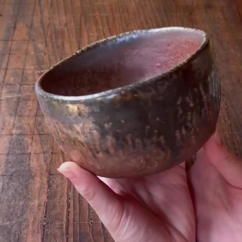 柴烧古朴六角圈足茶碗 / 小平凡手作 - 茶具/茶杯 - 陶 