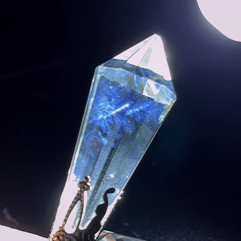 天然 蓝针白水晶 蓝针茶晶 灵摆 项链 吊坠 天使羽毛 彩虹水晶 - 项链 - 水晶 多色